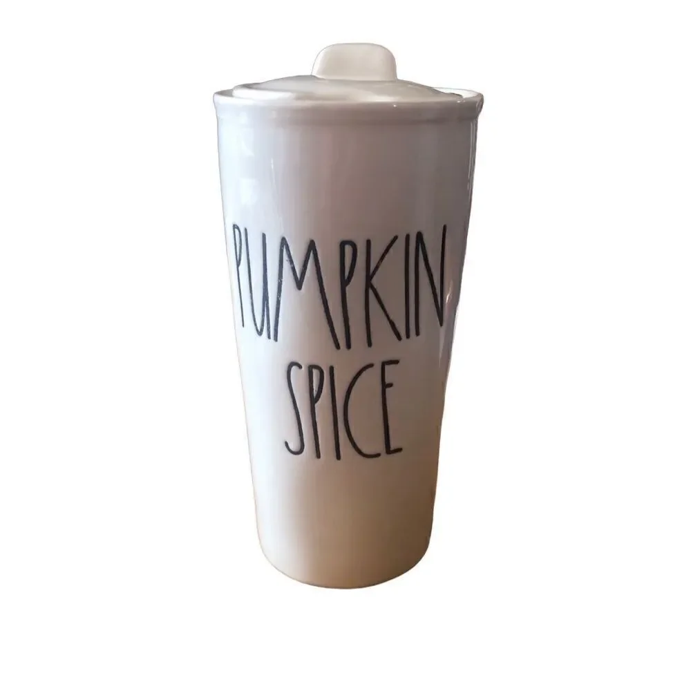 Rae Dunn Pumpkin Spice Ceramic Coffee Travel Mug With Lid Artisan Collection